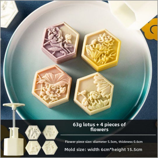 2024 New Sakura Bean Cake Mold Hand-Pressed Lotus 63g 4 pieces 