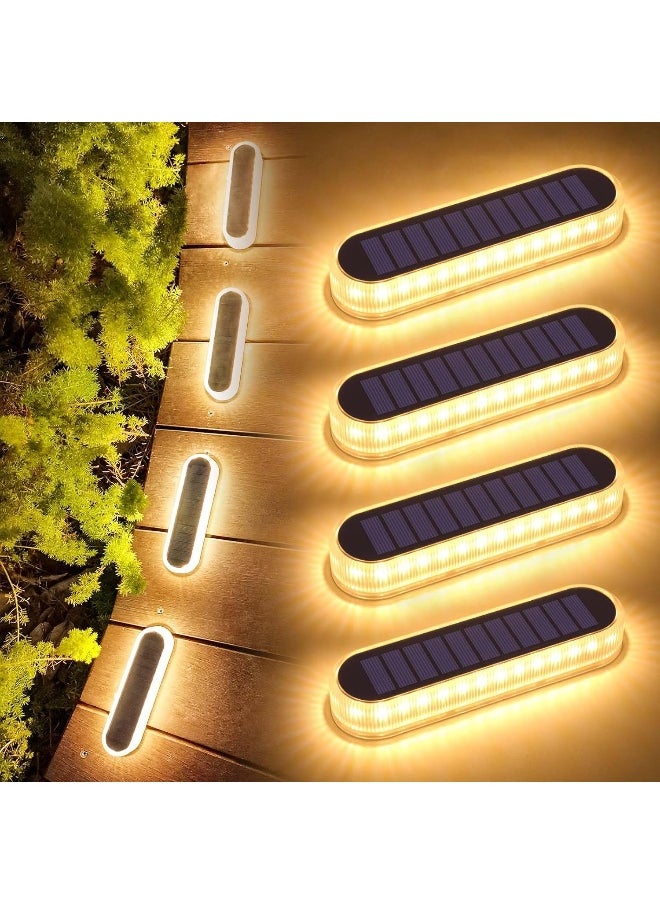 Lacasa Lacasa Solar Deck Lights, 4 Pack 40LM Solar Powered Step Lights, LED Dock Lights Warm White 2700K Outdoor In-Ground Lights IP68 Waterproof Auto ON/Off for Garden Stairs Driveway Pathway Lighting  - Image 1