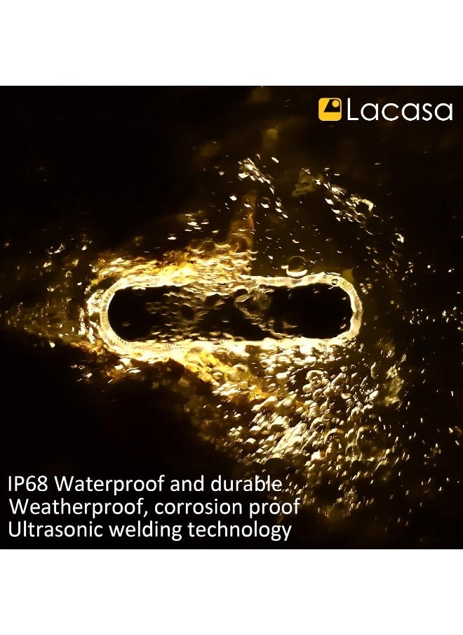 Lacasa Lacasa Solar Deck Lights, 4 Pack 40LM Solar Powered Step Lights, LED Dock Lights Warm White 2700K Outdoor In-Ground Lights IP68 Waterproof Auto ON/Off for Garden Stairs Driveway Pathway Lighting  - Image 5