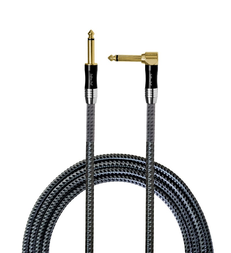 Softline Pro SP RAST500-C Guitar Cable 5 Meter 6.35mm Mono Right Angle to 6.35mm Mono Jack Durable Nylon Braided Instrument Cable - Image 1