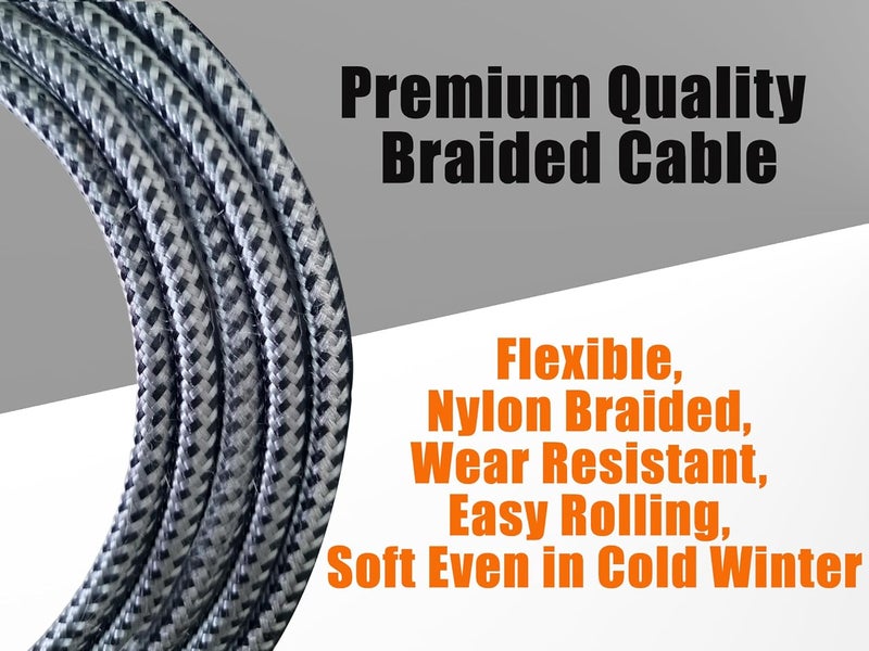 Softline Pro SP RAST500-C Guitar Cable 5 Meter 6.35mm Mono Right Angle to 6.35mm Mono Jack Durable Nylon Braided Instrument Cable - Image 2