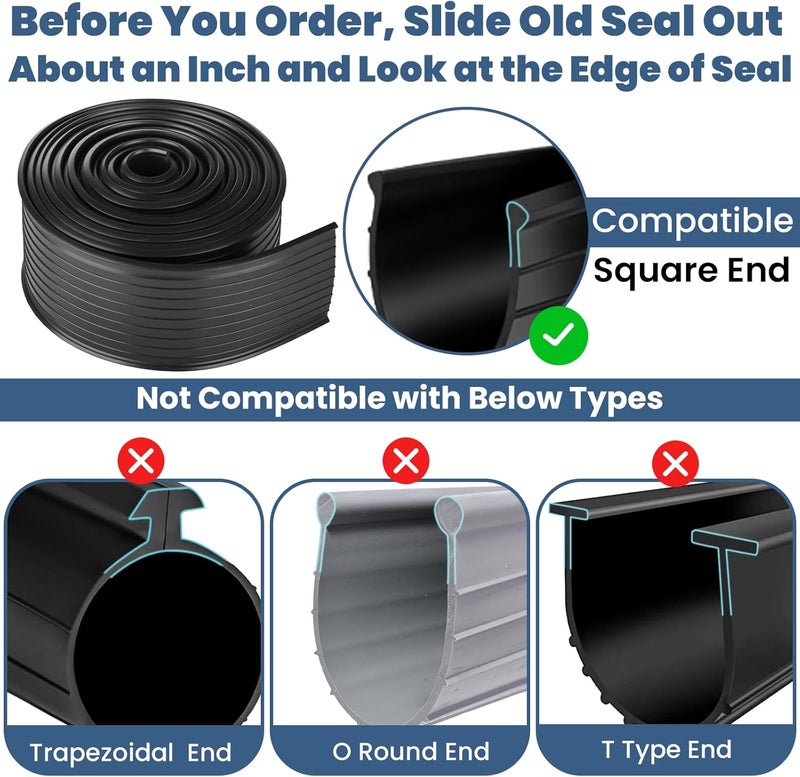 Ulreon 16FT Replacement Garage Door Bottom Seal 154448 Vinyl Weather Stripping for Wayne Dalton Garage 8000/9000 Series Steel/Thermaguard/Foamcore Style/Overhead Doors 5/32 in Bead Ends 3 Inch Width - Image 3