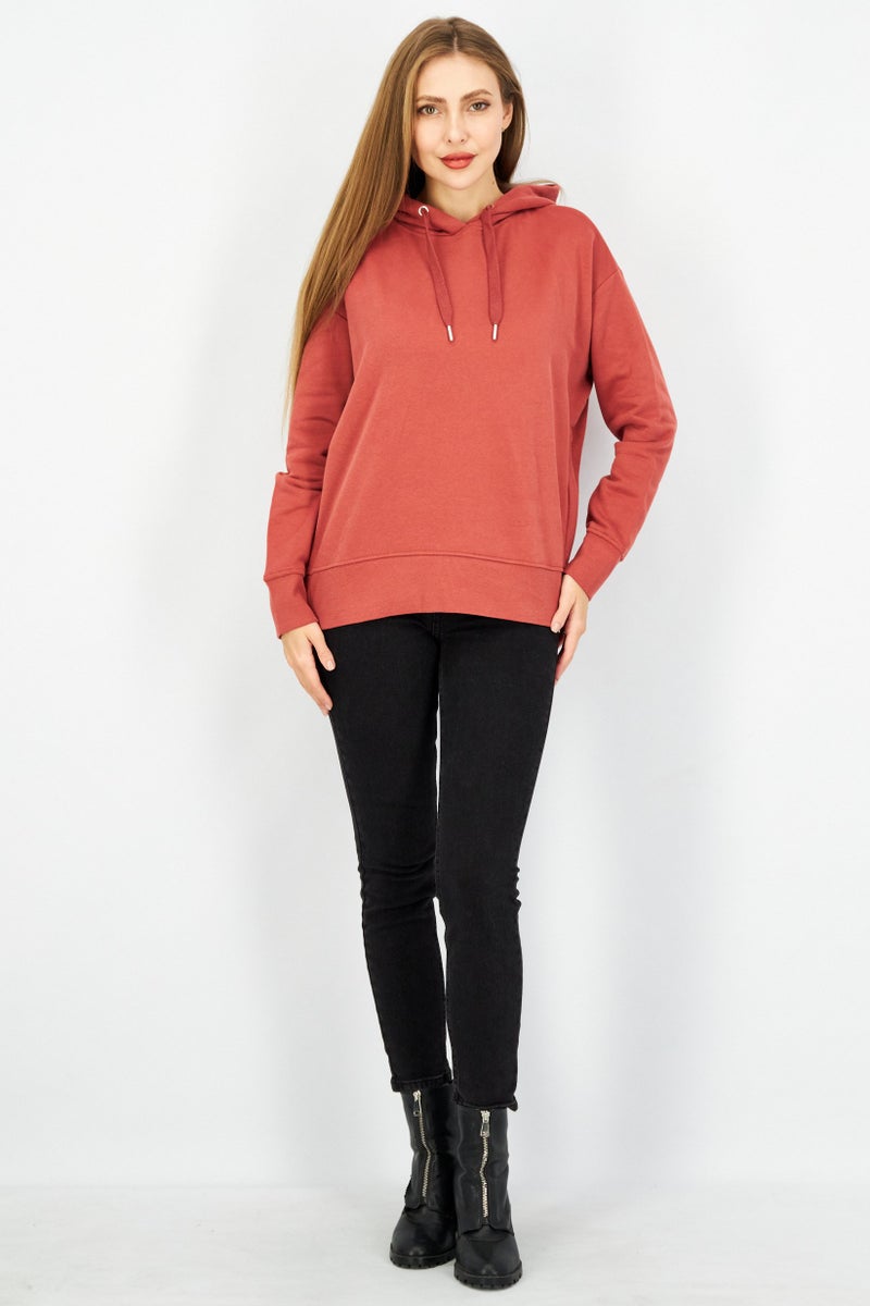 ESPRIT سويت شيرت نسائي بغطاء رأس وأكمام طويلة، مارون فاتح - Image 4