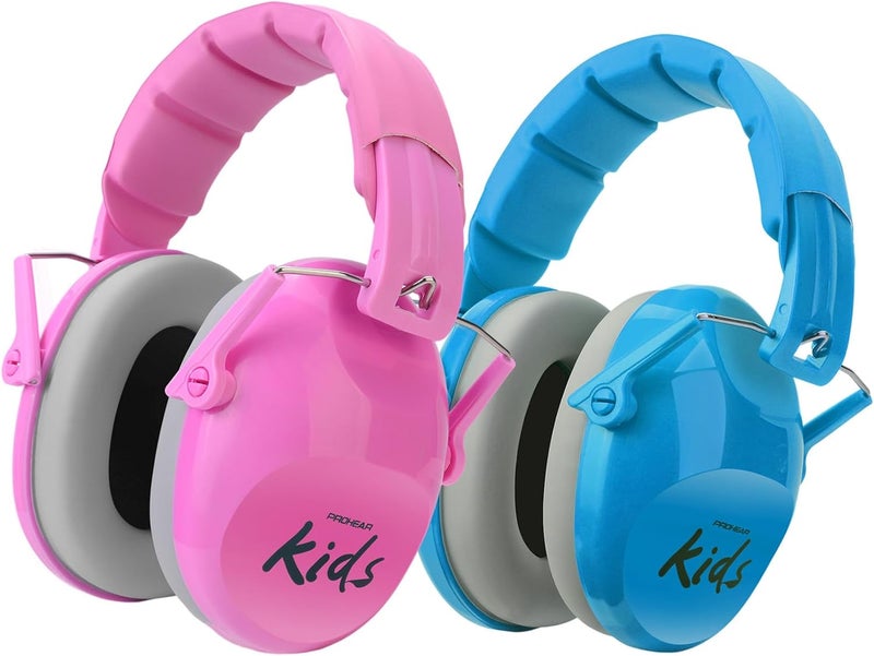 PROHEAR 032 2.0 Kids Noise Cancelling Headphones with Adjustable Headband - 25dB NRR Autism Ear Protection for Child at Mowing Studying Sleeping Racing - Blue and Pink, 2 Pack - Image 1