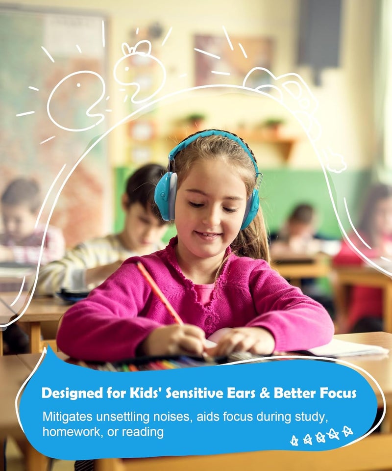 PROHEAR 032 2.0 Kids Noise Cancelling Headphones with Adjustable Headband - 25dB NRR Autism Ear Protection for Child at Mowing Studying Sleeping Racing - Blue and Pink, 2 Pack - Image 3