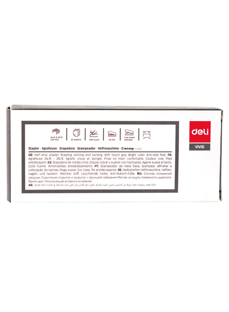 Deli E0427 Stapler 1 piece, 25 Sheets Capacity Compatible with 24/6 and 26/6 Staples White/Blue/Green – For Office Use - Image 3