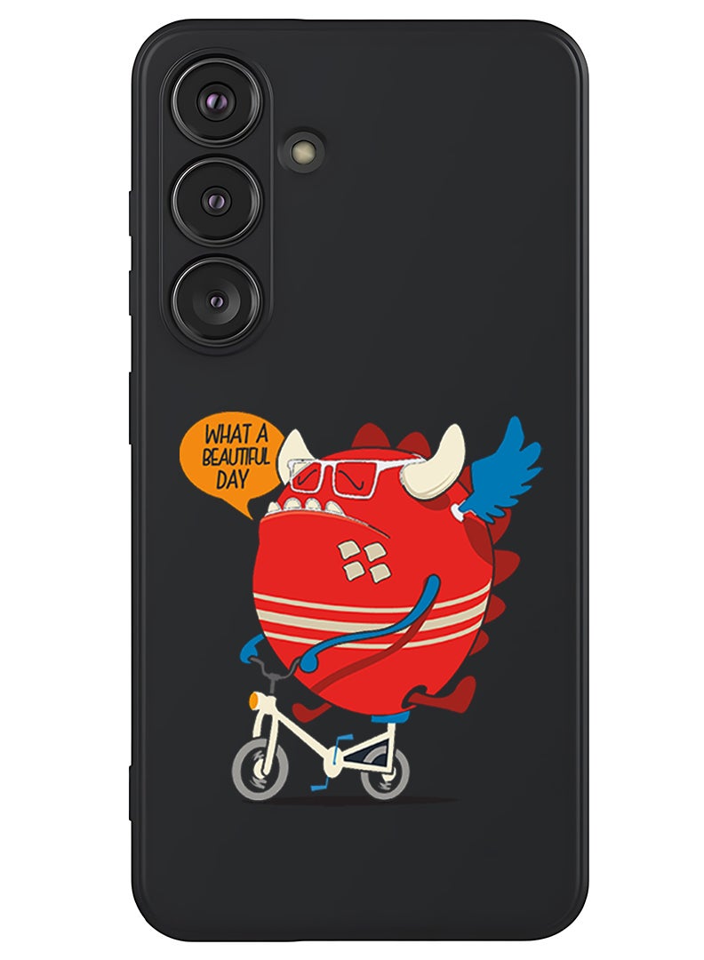 Theodor Protective Slim Fit Case Liquid Silicone Cover with Full Body Protection Anti-Scratch Shockproof Case For Samsung Galaxy S25 (Black) - What a beautiful day - Image 1