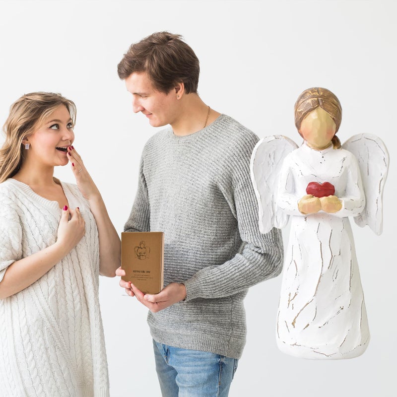 CUNTAUK Guardian Angel Statue, Healing Angel Figurines for Women, Resin Angel Statue Holding a Heart for Thanksgiving Christmas Home Decor Ornament Memorial Gifts - Image 5