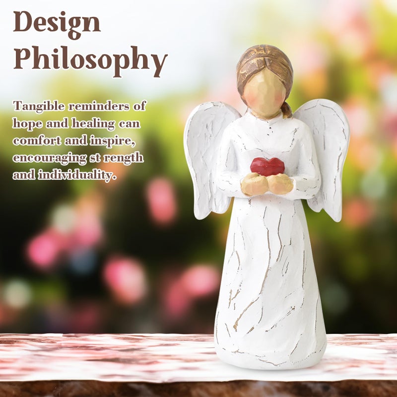 CUNTAUK Guardian Angel Statue, Healing Angel Figurines for Women, Resin Angel Statue Holding a Heart for Thanksgiving Christmas Home Decor Ornament Memorial Gifts - Image 4