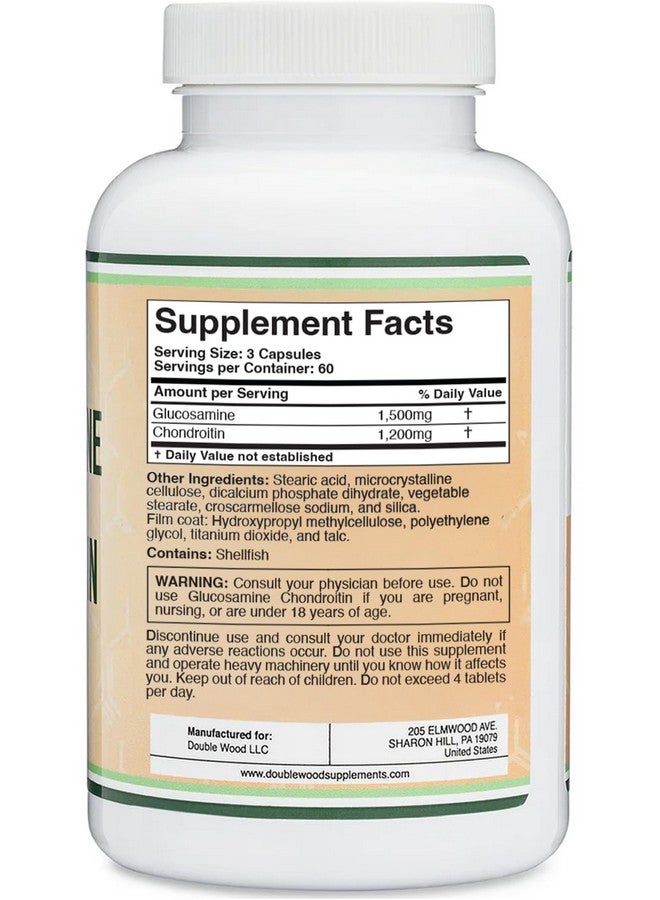 Double Wood Supplements Glucosamine Chondroitin Triple Strength (1,500mg Glucosamine Sulfate, 1,200mg Chondroitin) 180 Tablets, Two Month Supply (Joint Support Supplement) Gluten Free, Non-GMO by Double Wood - Image 3