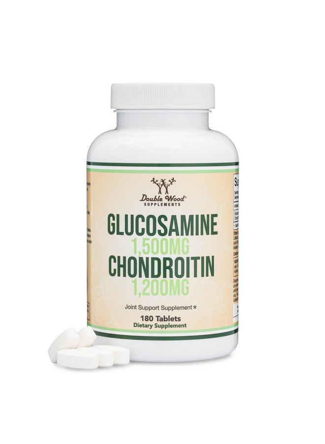 Double Wood Supplements Glucosamine Chondroitin Triple Strength (1,500mg Glucosamine Sulfate, 1,200mg Chondroitin) 180 Tablets, Two Month Supply (Joint Support Supplement) Gluten Free, Non-GMO by Double Wood - Image 1