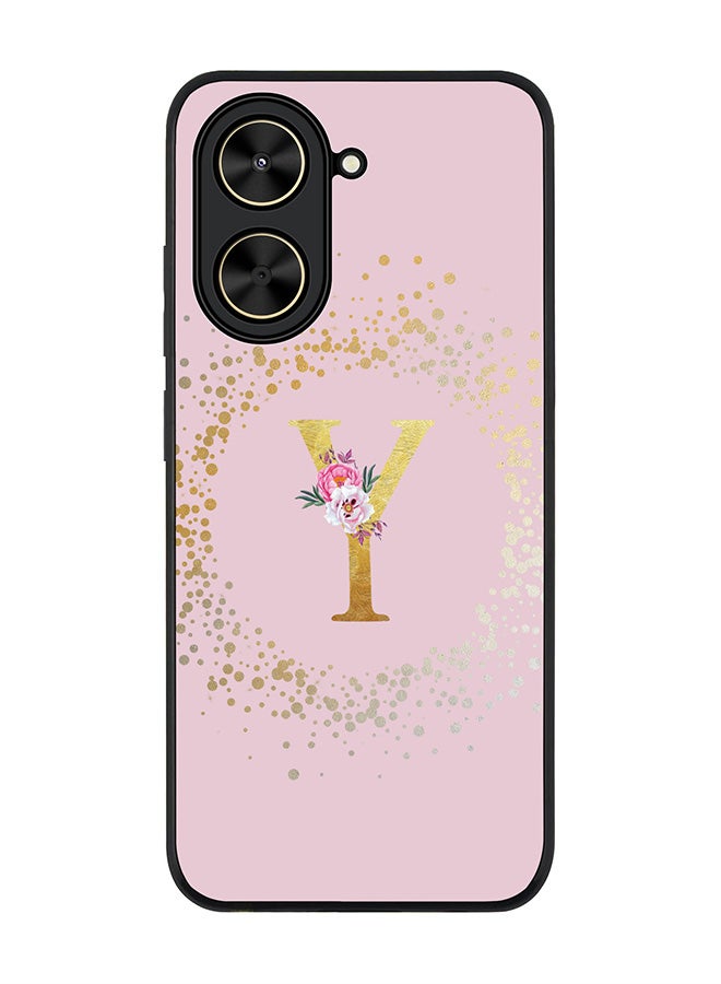 Stylizedd For Xiaomi Poco C71 / Redmi A5 4G Case,Slim fit Camera Protection, Shockproof Thin Phone cover  - Custom Monogram Floral - Y  (Pink )