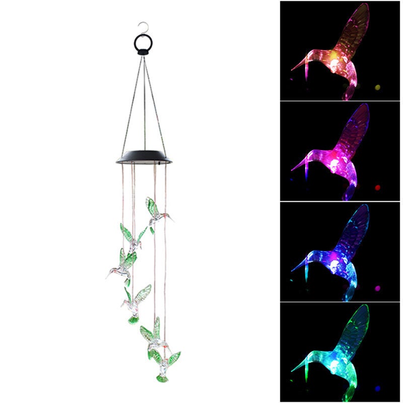 Solar Powered Hummingbird Wind Chime Lights Patio Garden Decoration Colorful Lights Hanging Outdoor Ambient Lights - Image 5