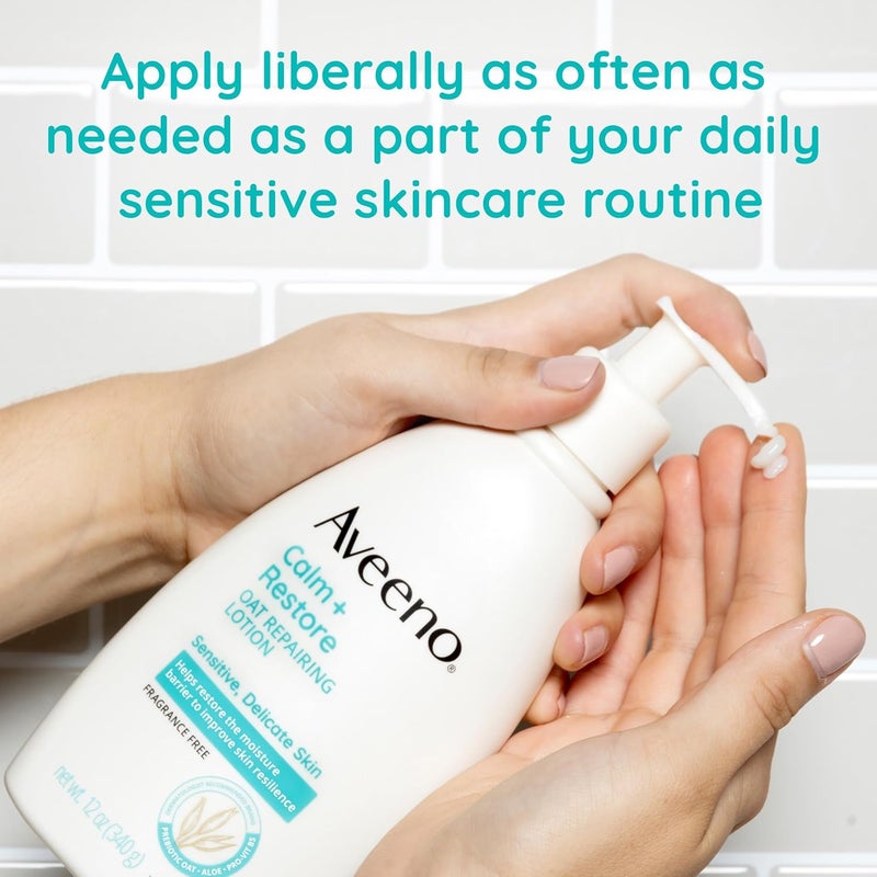 Aveeno Aveeno Restorative Skin Therapy Moisturizing Oat Repairing Cream for Sensitive Distressed Dry Skin with Prebiotic Oat Aloe Formulated without Parabens Fragrance Steroids 12 oz - Image 5