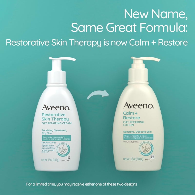 Aveeno Aveeno Restorative Skin Therapy Moisturizing Oat Repairing Cream for Sensitive Distressed Dry Skin with Prebiotic Oat Aloe Formulated without Parabens Fragrance Steroids 12 oz - Image 2