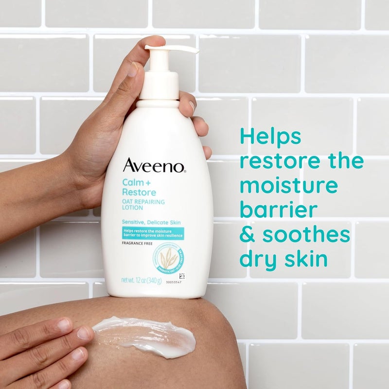 Aveeno Aveeno Restorative Skin Therapy Moisturizing Oat Repairing Cream for Sensitive Distressed Dry Skin with Prebiotic Oat Aloe Formulated without Parabens Fragrance Steroids 12 oz - Image 3