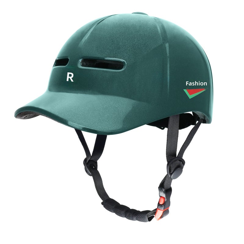 In-Mold Urban Bike Helmet – One-Piece Molded Lightweight Casual Cycling Helmet with Baseball Brim, Ventilated EPS Foam for E-Bike, Scooter, Skateboarding & Roller  Skating