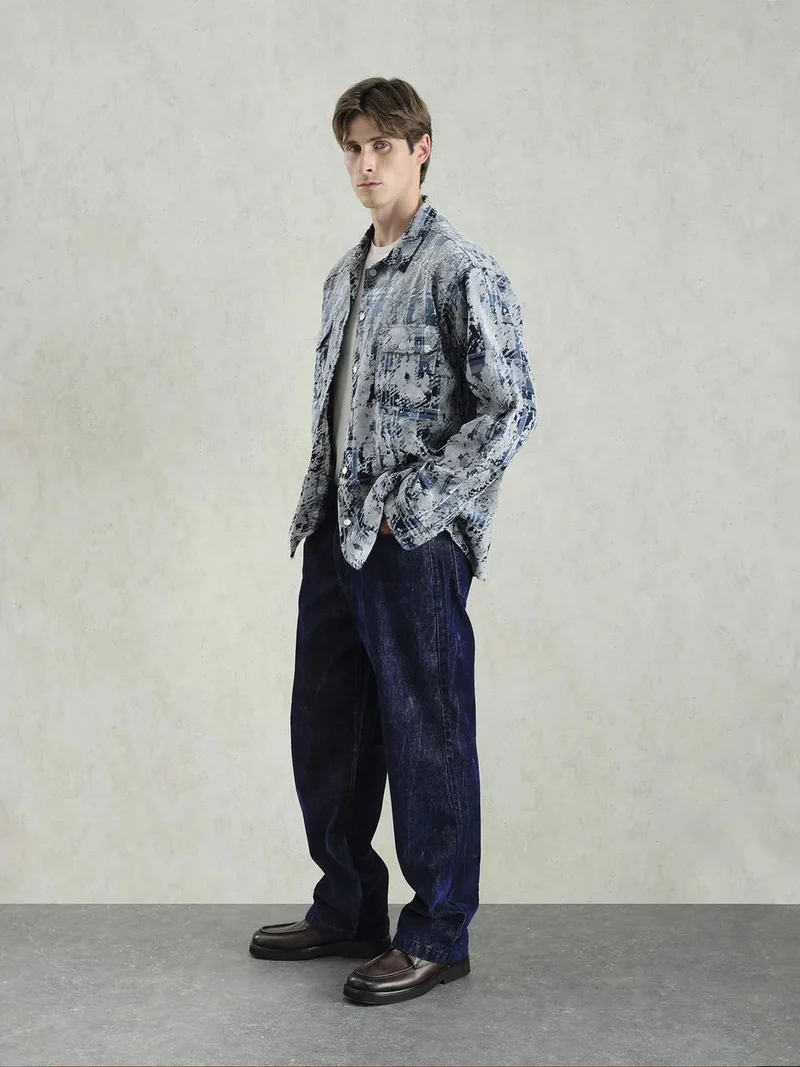 GIESTO Patterned Button-Up Shirt with Pocket