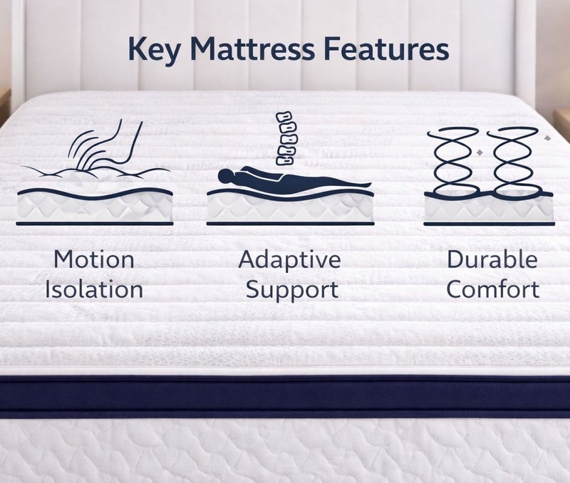 ريكسال هوم مرتبة ريكسال هوم ديلوكس بارتفاع 30 سم مع طبقة Pillow Top فوم، دعم طبي تقويمي صلب، عزل الحركة، توازن العمود الفقري وتخفيف الضغط – مقاس 200 × 200 سم (سوبر كينغ) - Image 3