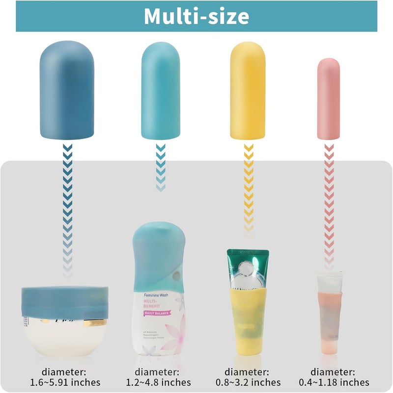TRANOMOS 12 Pack Multi Sizes Silicone Bottle Covers, Travel Accessories Must Haves, Cruise Ship Essentials, Travel Size Toiletries,Travel Essentials for Women Men,Travel Gadgets, Elastic Sleeves for leak proof - Image 2