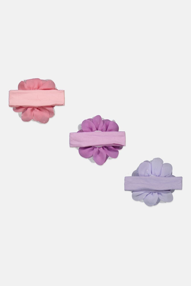 bebe Kids Girl 3 Pieces Textured Head Wraps, Pink Combo - Image 2