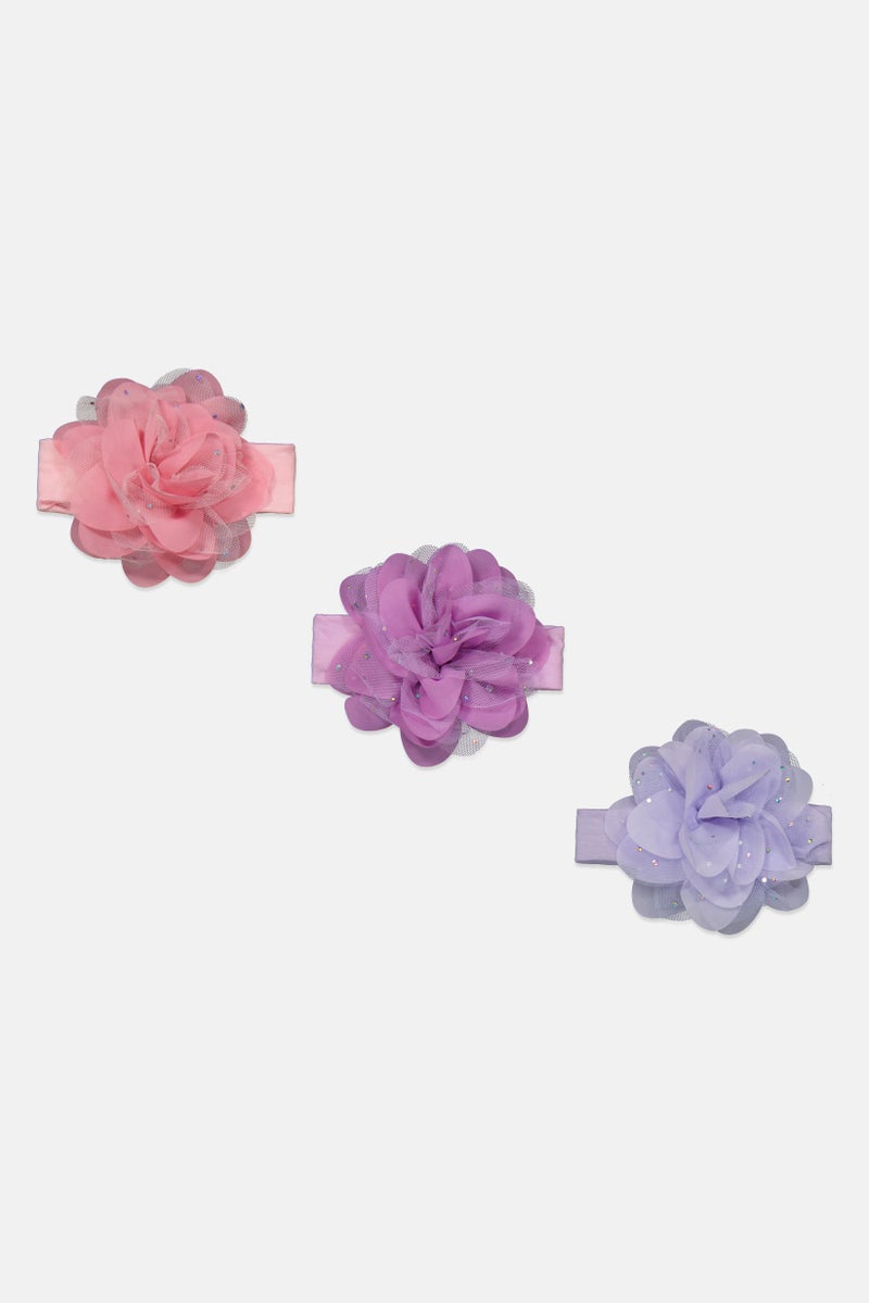 bebe Kids Girl 3 Pieces Textured Head Wraps, Pink Combo - Image 1