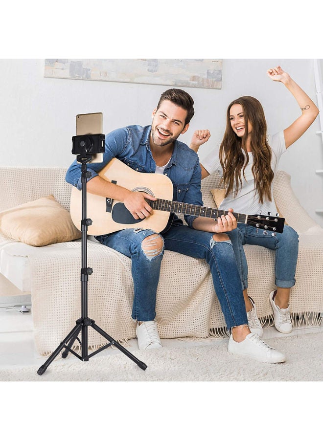 SHOPI حامل آيباد قابل للتعديل في الارتفاع، حامل جهاز لوحي مع قاعدة دوارة بزاوية 360 درجة لجهاز آيباد برو 12.9، آيباد إير وأجهزة أخرى ضمن نطاق 4.7 إلى 12.9 إنش، حامل ثلاثي القوائم للآيباد - Image 3