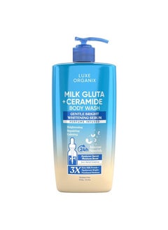 LUXE ORGANIX Milk gluta + ceramide body wash gentle bright whitening serum 