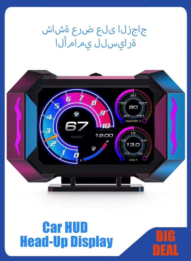 عداد سرعة سيارتك على الزجاج الأمامي - شاشة واضحة وصوتية - كيلومتر\/ساعة - مع كابل USB وشاشة LED رقمية - تنبيه سرعة القيادة بالأميال في معظم السيارات والشاحنات والحافلات وغيرها - Image 1