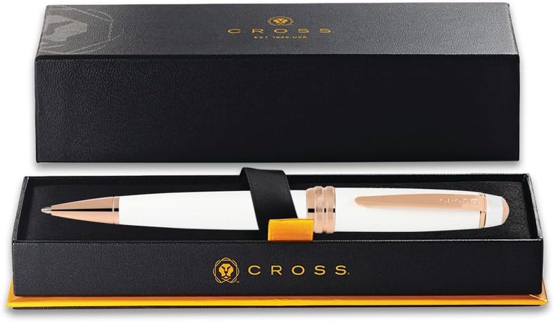Cross Bailey Refillable Ballpoint Pen Presented in a Premium Gift Box - Medium Point, Black Ink, White & Rose Gold - Image 3