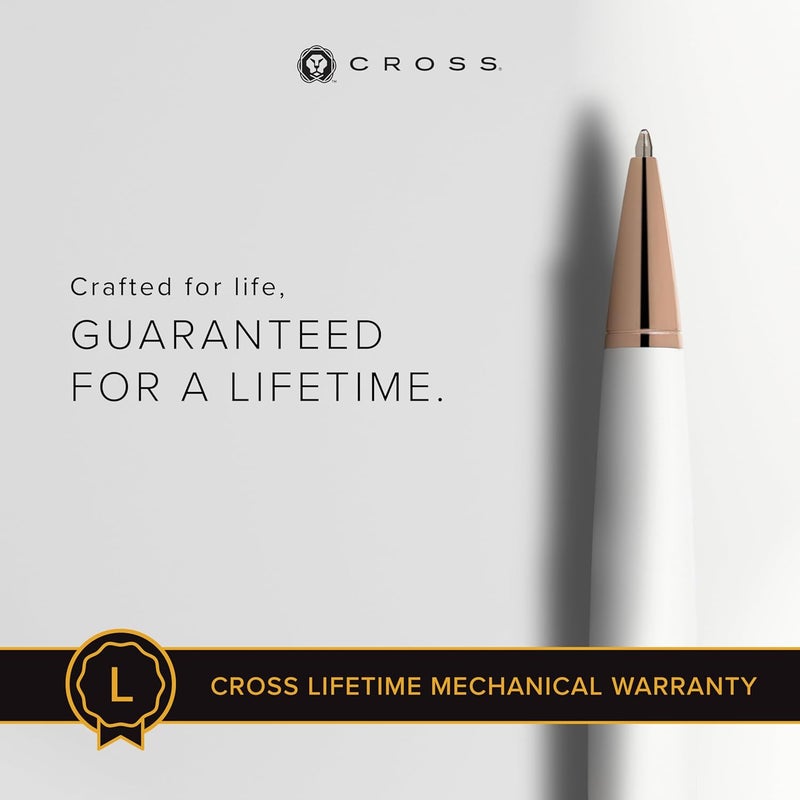 Cross Bailey Refillable Ballpoint Pen Presented in a Premium Gift Box - Medium Point, Black Ink, White & Rose Gold - Image 4