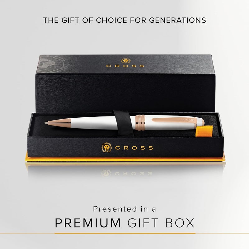 Cross Bailey Refillable Ballpoint Pen Presented in a Premium Gift Box - Medium Point, Black Ink, White & Rose Gold - Image 5