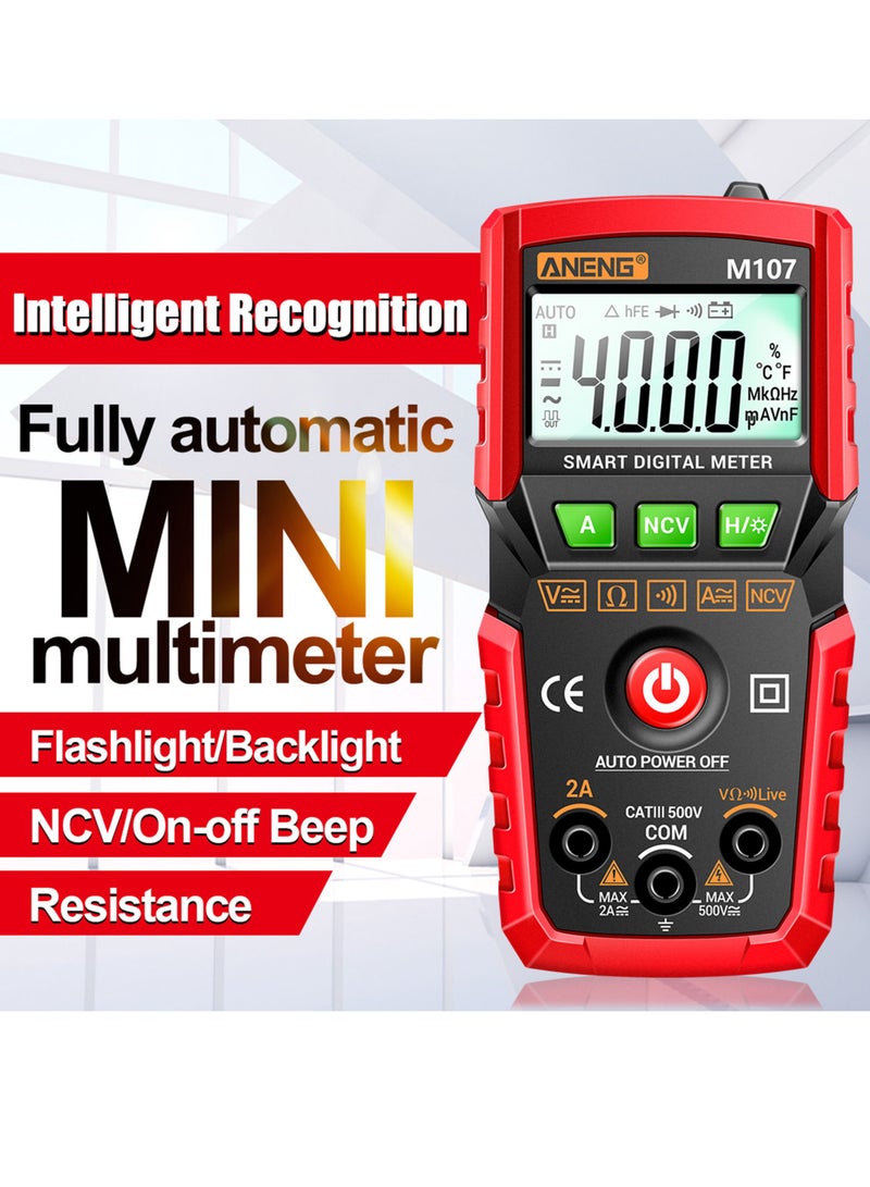 مقياس متعدد رقمي ذكي M107 4000 عدد NCV مقياس عالمي محمول متعدد الوظائف فاحص الفولتميتر مقياس التيار الكهربائي