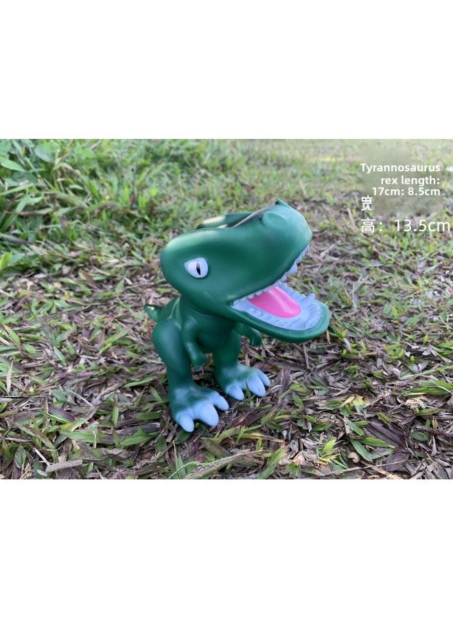Dinosaur Toy Simulation Soft Glue Children Tyrannosaurus Rex Animal Education Institution Dinosaur Model-Color:Cartoon Tyrannosaurus Rex Green No Sound - Image 1