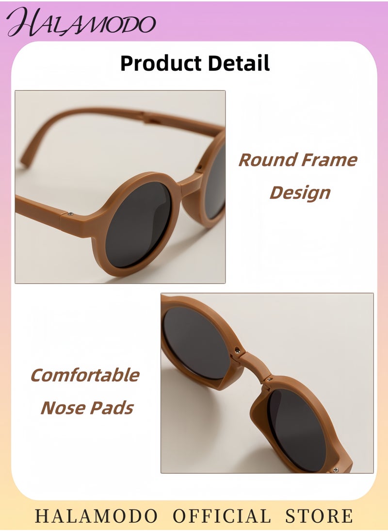 HALAMODO Kid's Sunglasses Fashion Round Sunglasses Toddler Sunglasses to Reduce Glare and UV Protection Folding Polarized Sunglasses Portable Sunglasses for Kids Boys Girls Beach Outdoor Sports  - Image 4