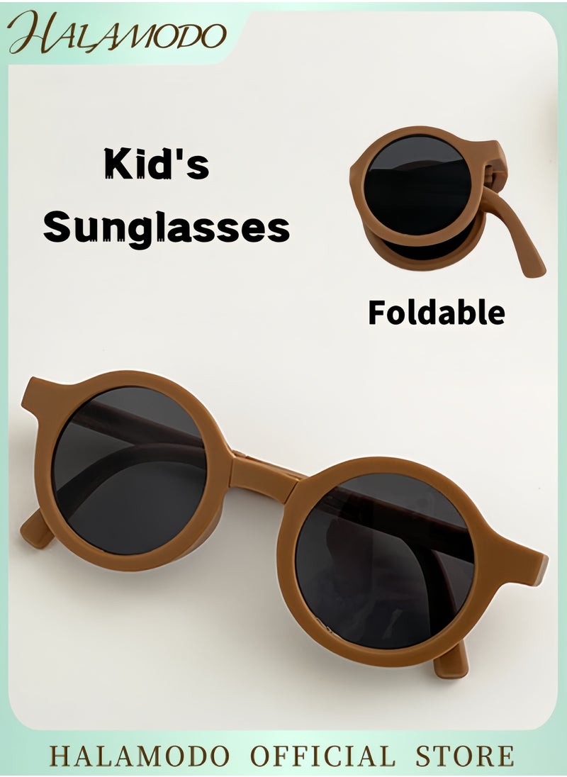 HALAMODO Kid's Sunglasses Fashion Round Sunglasses Toddler Sunglasses to Reduce Glare and UV Protection Folding Polarized Sunglasses Portable Sunglasses for Kids Boys Girls Beach Outdoor Sports  - Image 1