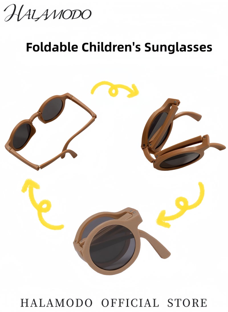 HALAMODO Kid's Sunglasses Fashion Round Sunglasses Toddler Sunglasses to Reduce Glare and UV Protection Folding Polarized Sunglasses Portable Sunglasses for Kids Boys Girls Beach Outdoor Sports  - Image 3