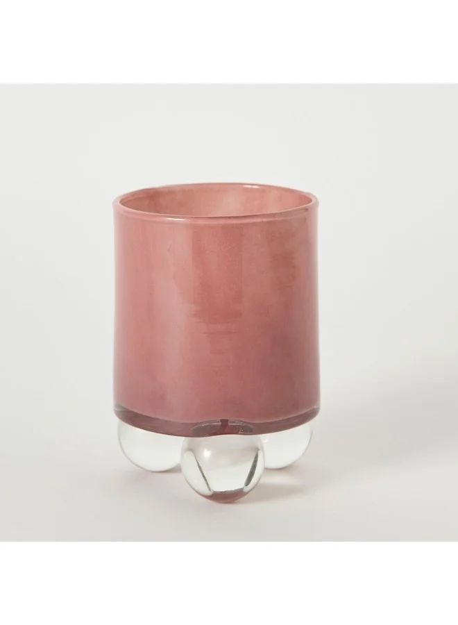 Home Box Auden Glass Candleholder with Glass Round Stand 10.5 x 13.9 x 10.5 cm