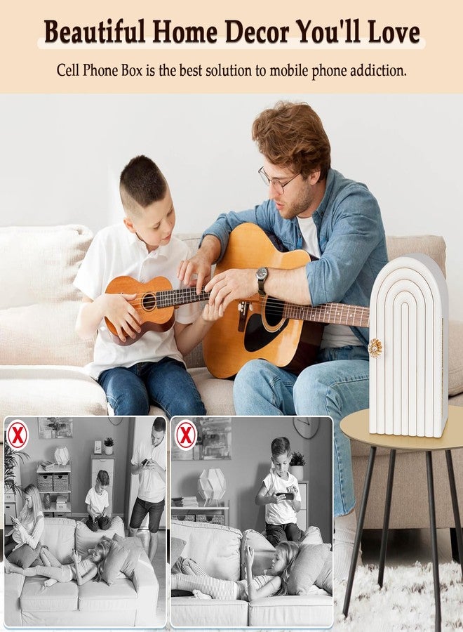 Lzttyee Phone Box for Family Time, Bamboo Cell Phone Jail, 3 Sections Hold 6 Phones, with Charging Holes, Phone Holder Self-Discipline Box, Help Kids Adults Focus Back, Mobile Phone Addiction (Pink) - Image 5