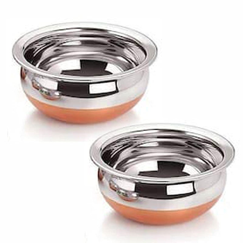 Super HK Stainless Steel Copper Bottom Handi/Pot Biryani Punjabi Handi with Lid Pack of 2(0.5 L&0.8L) - Image 1