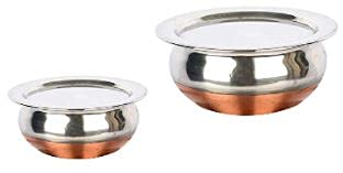 Super HK Stainless Steel Copper Bottom Handi/Pot Biryani Punjabi Handi with Lid Pack of 2(0.5 L&0.8L) - Image 2
