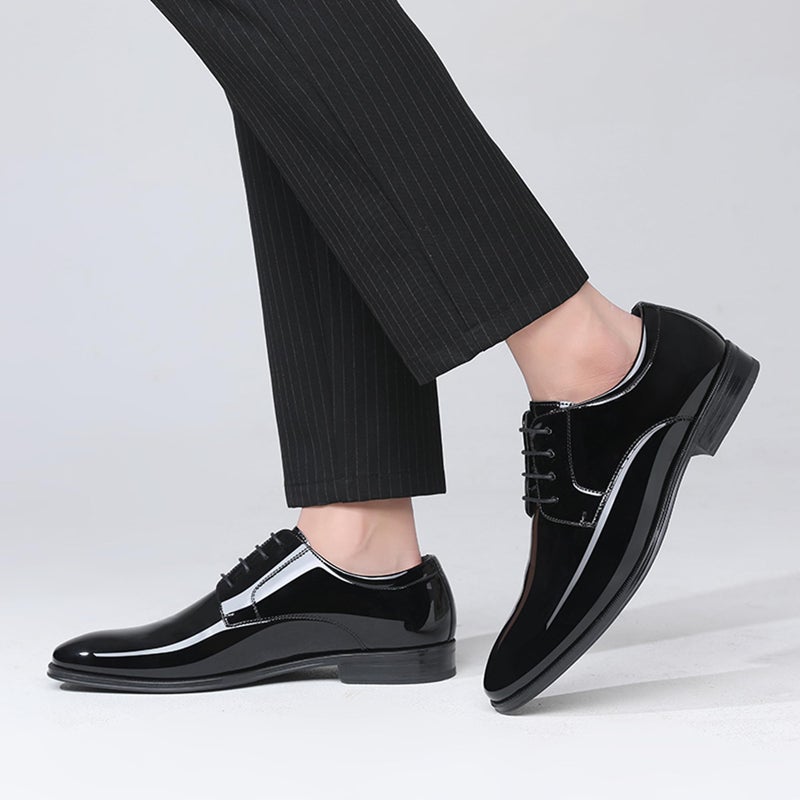 DECARSDZ Mens Classic Formal Oxford Lace-up Patent Leather Shoe for Men Wedding Suit Tuxedo Dress Shoes - Image 2