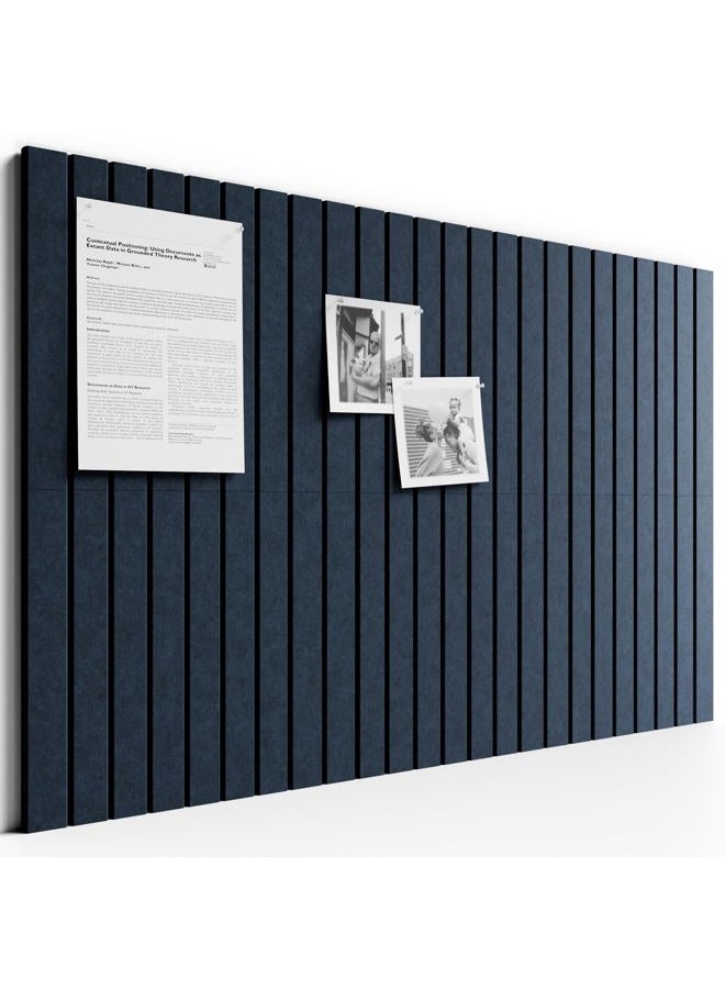 Bumusty Large Cork Board 36"x24" Alternative - 6 Pack Felt Wall Tiles with 40 Safe Removable Adhesive Tabs, 30 Pushpins, Cork Boards for Walls Pin Board Notice Board Office Decor-Denim Blue - Image 1