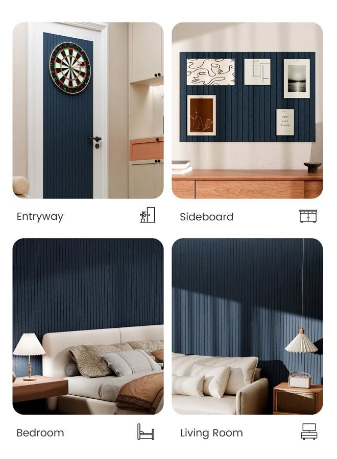 Bumusty Large Cork Board 36"x24" Alternative - 6 Pack Felt Wall Tiles with 40 Safe Removable Adhesive Tabs, 30 Pushpins, Cork Boards for Walls Pin Board Notice Board Office Decor-Denim Blue - Image 5