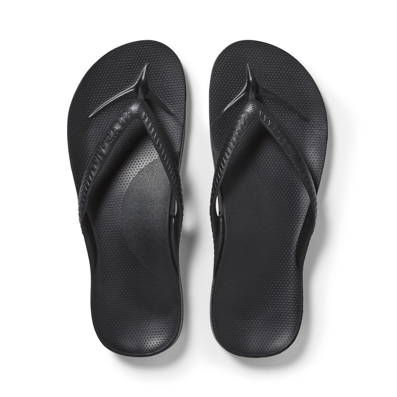 Archies Arch Support Flip Flops for Men & Women â€“ Orthotic Sandals for Plantar Fasciitis Relief â€“ Lightweight, Cushioning, Shock-Absorbing Sandals for Walking, Foot Pain & All-Day Comfort - Black (US Men's 7 / US Women's 8) - Image 1