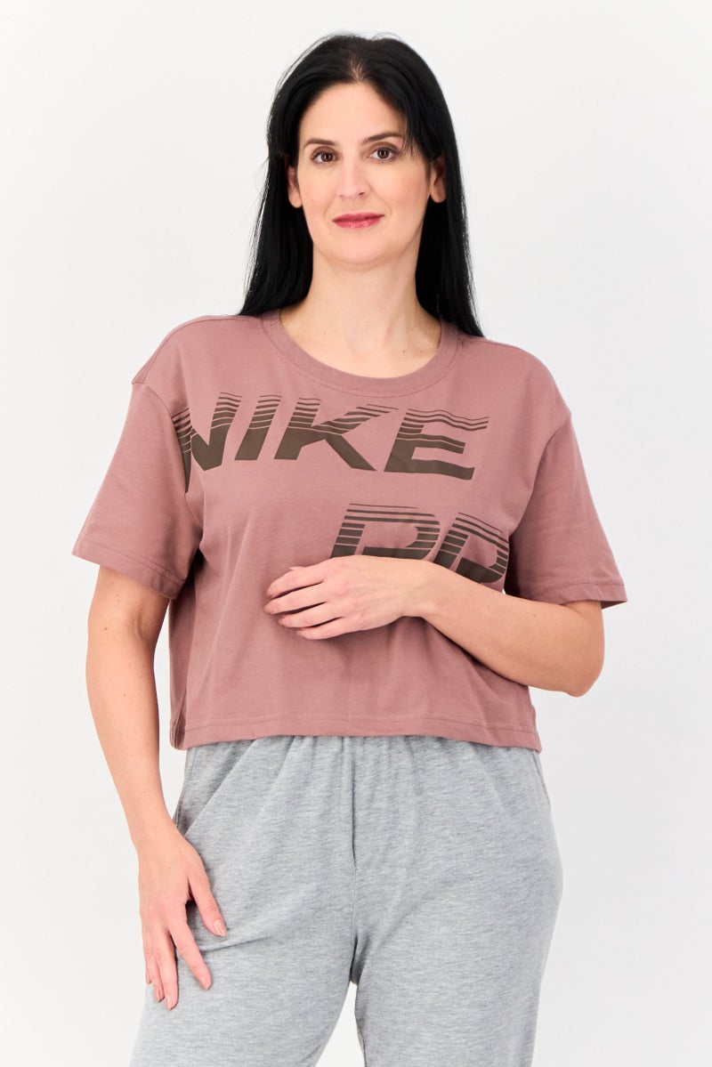 Nike Women Sportswear Fit Short Sleeves Training Top, Mauve - Image 1