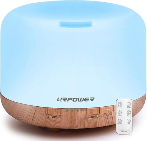 URPOWER 500ml Aromatherapy Essential Oil Diffuser Humidifier Room Decor Lighting with 4 Timer Settings, 7 LED Color Changing Lamp and Waterless Auto Shut-Off - Image 1