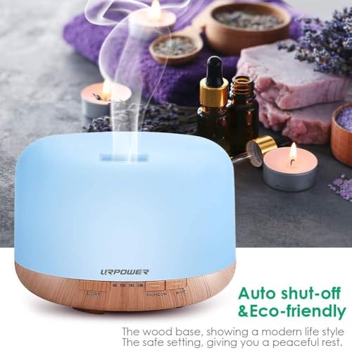 URPOWER 500ml Aromatherapy Essential Oil Diffuser Humidifier Room Decor Lighting with 4 Timer Settings, 7 LED Color Changing Lamp and Waterless Auto Shut-Off - Image 5