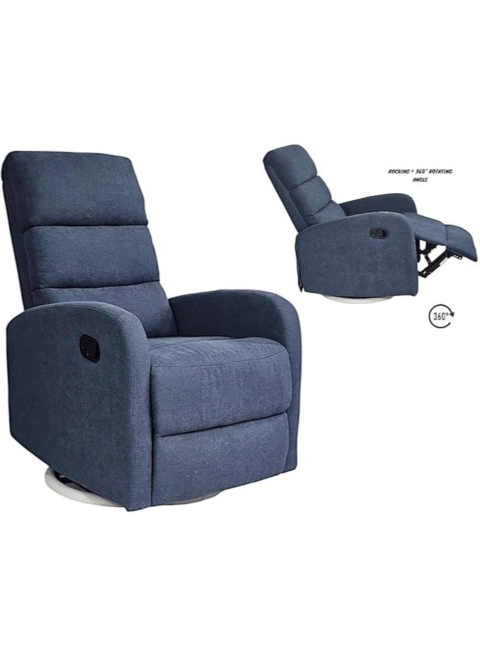 Multi Home Furniture Best Single Recliner 360 Sofa MH-03855 FABRIC Modern Rocker Ergonomic Lounge 360 Degree Swivel With Single Sofa Seat Living Room Chair (Blue)  - Image 4