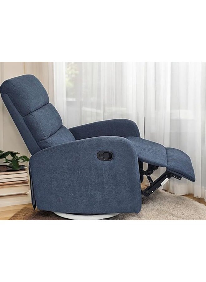 Multi Home Furniture - Best Single Recliner 360 Sofa MH-03855 FABRIC Modern Rocker Ergonomic Lounge 360 Degree Swivel With Single Sofa Seat Living Room Chair (Blue) - Image 1